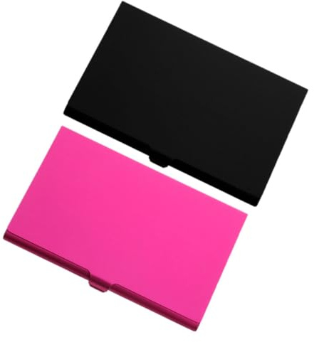 SOPOTUTU Caja Metálica para Tarjetas de Presentación 2 Unidades Negro y Rosa Impresión por Transferencia Térmica Resistente al Agua para Oficina y Profesionales Hombres