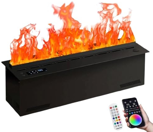 LTdlhFk Chimenea Eléctrica De Vapor De Agua 3D con Llama Atomizada Realista, Colores Y Velocidad De Llama Ajustables, Control Mediante Aplicación, Pantalla Táctil O Control Remoto. 50cm/19.61inch