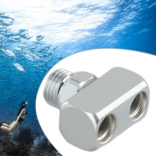 Vibsky Adaptador de manguera de 9/16 a 3/8 pulgadas, divisor de conector de manguera de baja presión de 1 a 2 para regulador de buceo, BC, traje seco y mangueras de inflado