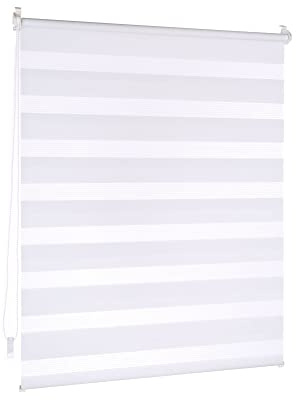 Victoria M. Doppelrollo Klemmfix ohne Bohren, 95 x 130 cm (BxH) Weiß, Rollo Fensterrollo lichtdurchlässig & verdunkelnd，Duo-Rollo Klemmmontage Zebrarollo für Fenster & Türen