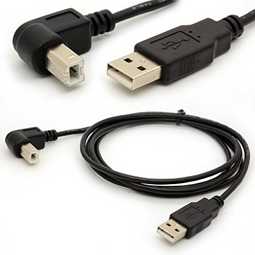 BSHTU 1.5M USB to Printer Adapter Cables (Down) | 90 Degree USB 2.0 A Male to B Down Angle Plug Converter Lead 480Mbps High Speed Adaptor Scanner Extension Cord