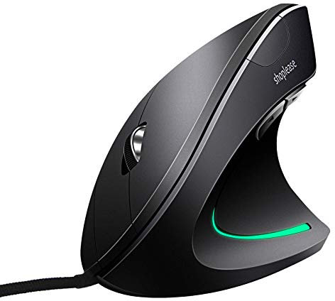 shoplease Wired Vertical Mouse, Optical Ergonomic Mouse With 4 Adjustable Dpi 800/1200/2000/3200, Better for Large Hands, Black