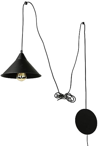 Licht-Erlebnisse Hängeleuchte flexibel aufhängbar mit Kabel + Stecker aus Metall schwarz E27 für Arbeitsbereich Schlafzimmer Wohnzimmer Hängelampe Decke Pendelleuchte