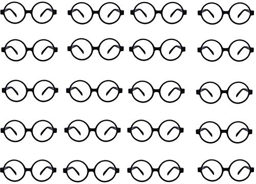 COSORO 20 Pcs Black Plastic Wizard Glasses Kids Round Glasses Frame No Lenses Eyeglasses Posing Props Costume,for Kids Favor Halloween,Harry Potter Costume Party Supplies Party Bag Fillers