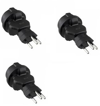 DINIC Reiseadapter, Stromadapter für die Schweiz, 3-Pin CH Adapter mit Sicherung (3 Stück, schwarz)