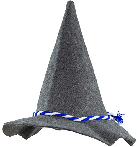 dressforfun 900637 Seppelhut mit Kordel, Filzhut Trachtenhut für Oktoberfest, Trachten Party (Kordel blau weiß | Nr. 302846)