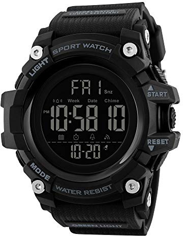 SKMEI Herren Digital Sportuhr Große Zahlen wasserdichte Stoppuhr Countdown LED Military Armbanduhren für Männer