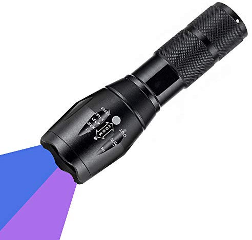 WESLITE UV Torch, 365nm & 395nm Ultraviolet Flashlight Dual UV Torches Multifunctional Blacklight Zoomable Pet Urine Detector Document Verification Scorpions Art Photography (Not Included Battery)