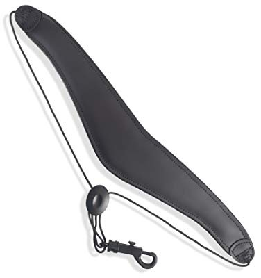 Levy's Leathers 2. 12,7 cm breiter Saxophongurt aus echtem Leder und leicht zu schiebendem Medaillon mit Kunststoff-Karabinerhaken, Schwarz (M27L-BLK)