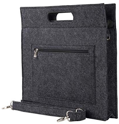 LA FIORE 24 Filztasche Filz Shopper Umhängetasche Filz Cross-Body-Bag Schultertasche Dunkel Grau