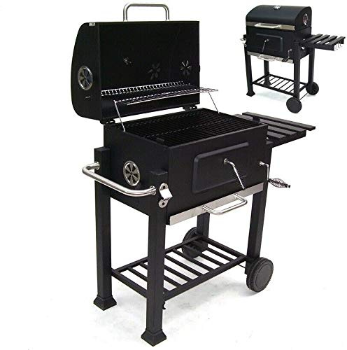 D&L Grillwagen XXL Holzkohlegrill 56511 Holzkohle BBQ Grill Gartengrill Kohlegrill, höhenverstellbarer Kohlewanne Grill Barbecue