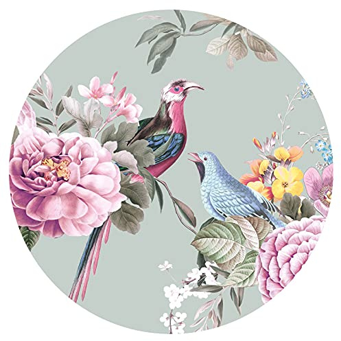 Grandora Wandtattoo Wandaufkleber Blumen Schlafzimmer Wandsticker florales Design Wandbild Wohnzimmer Wanddeko Flur Esszimmer Tapete selbstklebend rund DL652-11