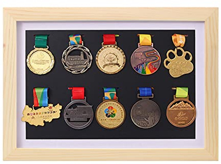 WANLIAN Medaillenständer aus Massivholz, tiefer Rahmen, Krieg, Militär, Sport, Marathon, Medaillen
