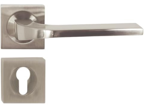 domino TIPO-QR M9 - Set di maniglie per porta, cilindro profilato, rosetta quadrata, maniglia per porta della camera, cantina e porta interna, accessori per porta in alluminio, maniglia per porta in