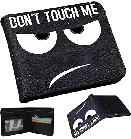 Toyuma Leather Wallet for Teen Boys Kids Purse Credit ID Card Cute Cartoon Kawaii Anime Cool Aesthetic Slim Bifold Small Coin Purses for Youth Men Minimalist Wallet, Angry