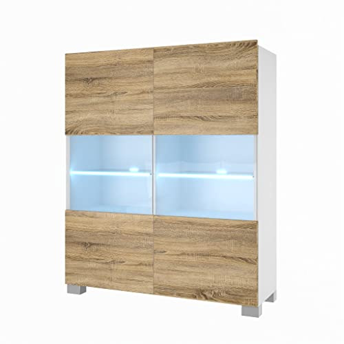 BELINI cassettiera credenza Set 1 con LED, Rovere Sonoma | Soggiorno camera da letto colonna, sistema Soft-Touch per la chiusura morbida di tutte le cerniere