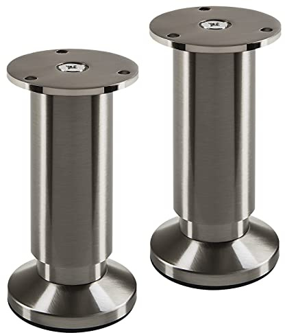SOTECH 2 Stück Möbelfüße Terra Höhe 120 mm Edelstahloptik gebürstet | Tischbeine höhenverstellbar bis max. 15 mm, belastbar bis 250 kg / je Fuß