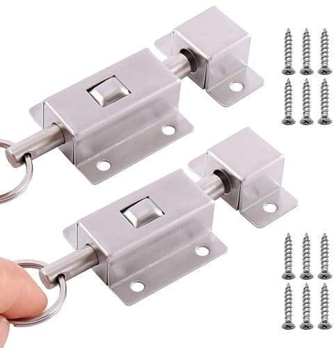 Bztzhm 2 Pezzi Molla con Viti Chiavistello per Porta, Chiavistello a Molla, Chiavistello per Porta in Legno, Molla Serratura Per Porta, per Bagni,Servizi Igienici,Finestre