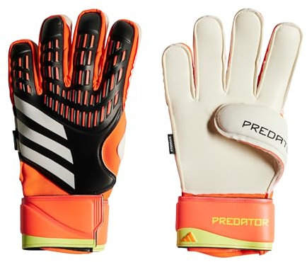 adidas Match Fingersave Predator-Torwarthandschuhe, Unisex, Kinder, Schwarz/Solarrot/Solargelb, 7