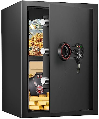 [19.7 Tall] Large Fireproof Home Safe Box, Anti-theft Safes with Dual Alarm System, Programmable Keypad and Spare Keys, Digital Fire Proof Safe for Home Money Firearm Documents Medicines