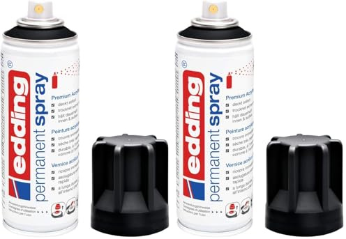 edding 5200 Permanent Spray - 200 ml - Acryllack zum Lackieren und Dekorieren von Glas, Metall, Holz, Keramik, Kunststoff, Leinwand - Lackspray, Acrylspray, Farbspray (Tiefschwarz matt)