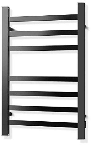 Heated Towel Rail, 304 Stainless Steel Electric Heated Warmer Radiator Wall Mount Square Bars Towel Heated Drying Rack 70W,Plugin (Hardwiring) Interesting