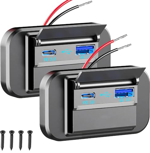 3T6B 2Pcs Prise USB Encastrable Camping Car 12V, Double Port USB C (QC3.0 + PD), Prise USB avec Interrupteur et Couvercle Etanche, Montage Surface pour Voiture Bus Camping Car Bateau