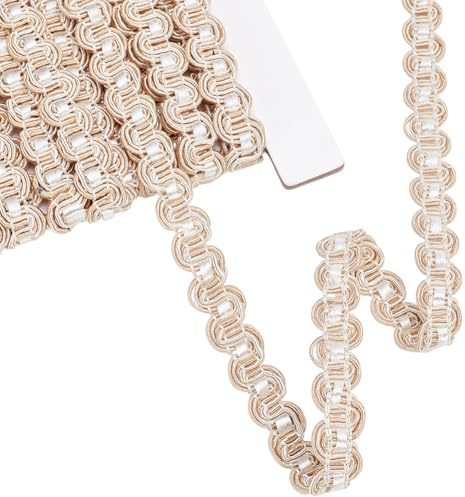 NBEADS Adorno Trenzado Tejido de Poliéster de 12.58 Yarda, Decoración de Cortina de 1/2 Pulgada, Accesorios de Disfraces, Adorno de Flecos para Vestido, Adorno de Diadema, Decoración, Blanco Floral