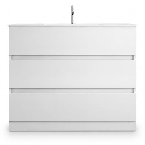 Web Convenienza Mobile Bagno a Terra con Lavabo in Ceramica 3 Cassetti, Made in Italy - Lavandino Bagno con Mobiletto Moderno - Montaggio Semplice e Veloce con Istruzioni e Ferramenta