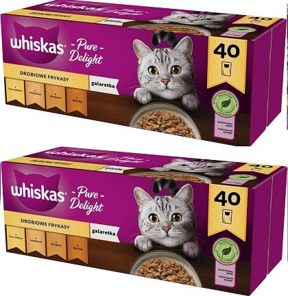 WHISKAS Adult 1+ Pure Delight Katzennassfutter 80 Portionsbeutel à 85g (2-er Pack) Geflügel Ragout in Gelee