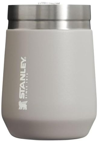 STANLEY GO Everyday Wine Tumbler 10 oz | Press Fit Drink Through Lid | Beverage, Coffee, and Cocktail Cup | Insulated Stainless Steel Wine Glass | BPA-Free | Ash 2.0