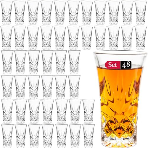 JAIEF Tequila Glasses Heavy Base Shot Glass Cordial Glasses 2 OZ (48)
