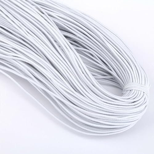 Cuerda elástica,cuerda elástica, Cordón de banda elástica redonda, goma elástica blanca y negra, goma elástica for coser prendas, accesorios de bricolaje, negro, diámetro(White Diameter 2mm,5M)