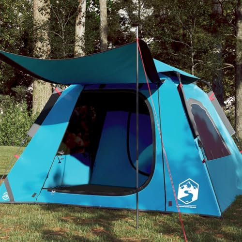 Tino Tech Tente de camping dôme pour 4 personnes - Tente d'extérieur - Coupe-vent - Grande tente à lancer - Tente de festival - Tente de trekking pour famille - 210 x 210 x 140 cm - Polyester - Bleu