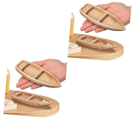 PRETYZOOM 2st Modelo de Barco Canoa de Madera sin terminar mobiliario Estilo marítimo Modelo de un de Madera Decoraciones de cumpleaños náuticas Modelo Barco de Madera Madera Caqui