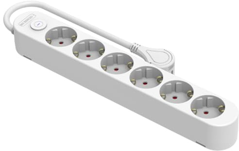 Silver Electronics - Base eléctrica multienchufe Protek Plus 6 Tomas con Interruptor Cable 1,5m IP20 Blanco