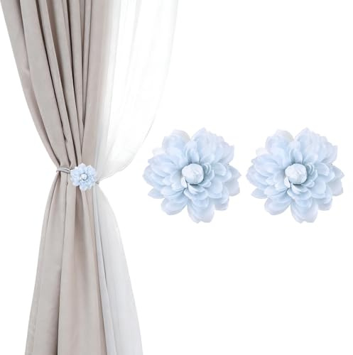 PATIKIL Fermacurtain Fiori di Loto, 2 Pezzi Fermacurtain Fiori Artificiali, Fermagli Moderni per Tendaggi, Fermacurtain Decorativi per Finestre per Casa, Camera, Ufficio, Grigio