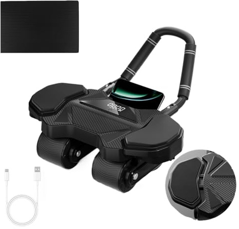 DRZHAM Automatic Rebound Ab Abdominal Exercise Roller Wheel, Ab Roller Wheel with Elbow Support and Knee Mat, Abdominal Trainer, Core Training Equipment, for Fitness Strength Training Home Workout