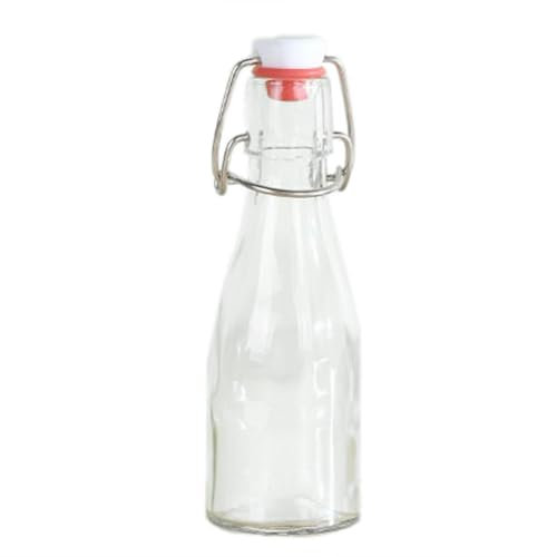 Tapón de botella a presión, tapón superior oscilante, tapas de botella, tapones de silicona, color rojo, con botella de vidrio (con tamaños opcionales), fácil de limpiar y se puede reutilizar, al aire