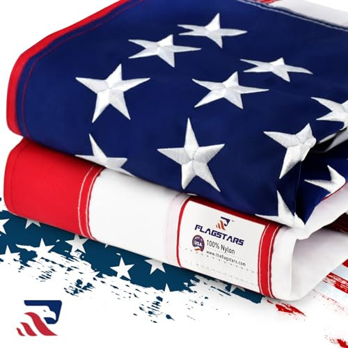 Bandera americana – 100% fabricada en Estados Unidos por SDVOSB Veteran-Owned Company | Estrellas bordadas de primera calidad y rayas cosidas, nailon para todo tipo de clima, ojales de latón (6 x 10