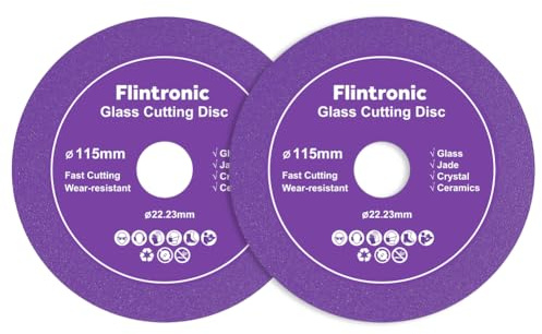 Flintronic 2 Stück Diamanttrennscheibe, Ø115mm x 15mm Glas-Trennscheibe, 22.23mm Innere-Glasschneidescheibe, Glass Cutting Disc, Diamantsägeblatt-Geschnittenes, für glas Keramik Keramikfliesen(Lila)