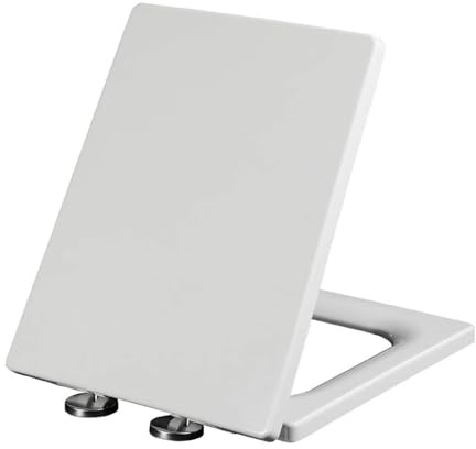 Wttfc Blanc SièGe De Toilette Forme Carré,Abattant WC avec Frein De Chute,Couvercle De Toilette en Plastique,Lunette De Toilette avec CharnièRes RéGlables,TrèS RéSistant,365 X 450 Mm,05B