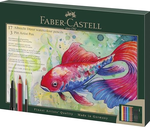 Faber-Castell 217552 - Geschenkset Albrecht Dürer & Pitt Artist Pen, 21-teilig, Künstlerbedarf für Einsteiger und Profis
