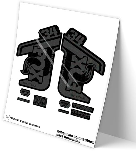 REF:VP454 Autocollants compatibles avec fourche FOX 34 RHYTHM 2021-22 MTB, autocollants, autocollants, vinyles pour vélos de montagne (GRIS 073)