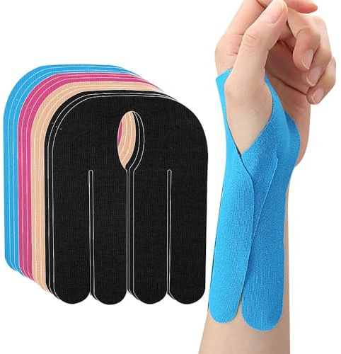 XFSRG 12 Stück Kinesiologie Tape Vorgeschnitten Kinesio Tapes Precut Kinesiotapes Physio Tape Sport Muskelpatch für Schützen der Handgelenksmuskulatur (Mehrfarbig)