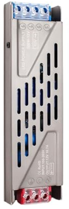 Transformador de Corriente para Bajo Voltaje 200W 12V | Convertidor de Tensión para Luces LED, Controlador LED Voltaje Constante, Para Interior, IP20, No Impermeable