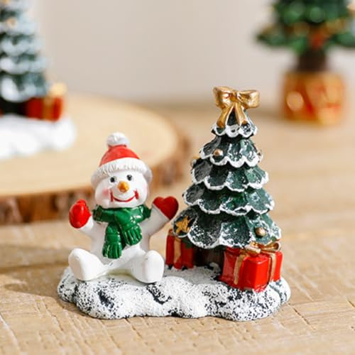 KARLOR Christmas Decoration Snowman with Christmas Tree, Resin Decoration, Christmas Tree Sculptures Snowman Figure Statue Table Decoration Christmas Ornament Winter Decoration Gift