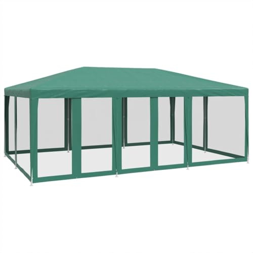 Tonnelle de Jardin, Tente de Réception Pavillon Barnum de Jardin avec 10 parois latérales en Maille Vert 6x4m PEHD