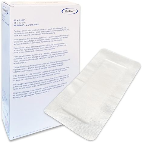 Wundpflaster steril 25x10 - steriler Wundverband Pflaster sensitiv - Wundauflage nicht haftend 20x5 cm - Saugstark & Hautfreundlich - Akute Wundversorgung und postoperatives Pflaster (25 Stück)