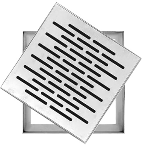 Grille Caillebotis avec Cadre en Acier Inoxydable 304, Couvercle Carré pour Fosse Septique, Couvercle de Regard Encastrés, Durable(20x40x3cm/8x16x1in)